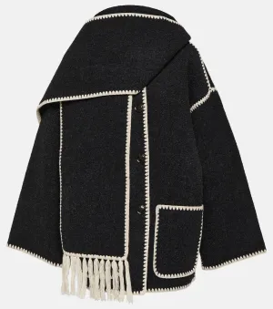 Embroidered Wool-Blend Scarf acket