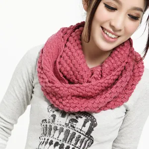 Fashion Women Warm Knitted Neck 2 Circle Wool Cowl Snood Long Scarf Shawl Scarfs Women Knitted Long Ring Scarf