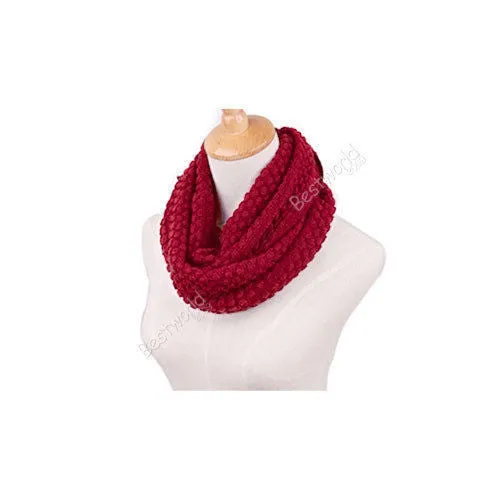 Fashion Women Warm Knitted Neck 2 Circle Wool Cowl Snood Long Scarf Shawl Scarfs Women Knitted Long Ring Scarf