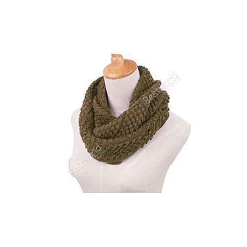 Fashion Women Warm Knitted Neck 2 Circle Wool Cowl Snood Long Scarf Shawl Scarfs Women Knitted Long Ring Scarf