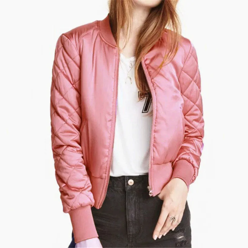 Fashion Womens Winter Warm V-Neck Quilted Zipper Coat Jacket Padded Bomber Fleece Short Outerwear Tops chaquetas 6 Colors