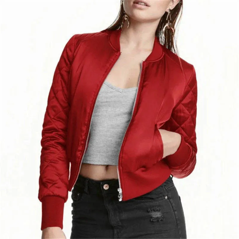 Fashion Womens Winter Warm V-Neck Quilted Zipper Coat Jacket Padded Bomber Fleece Short Outerwear Tops chaquetas 6 Colors