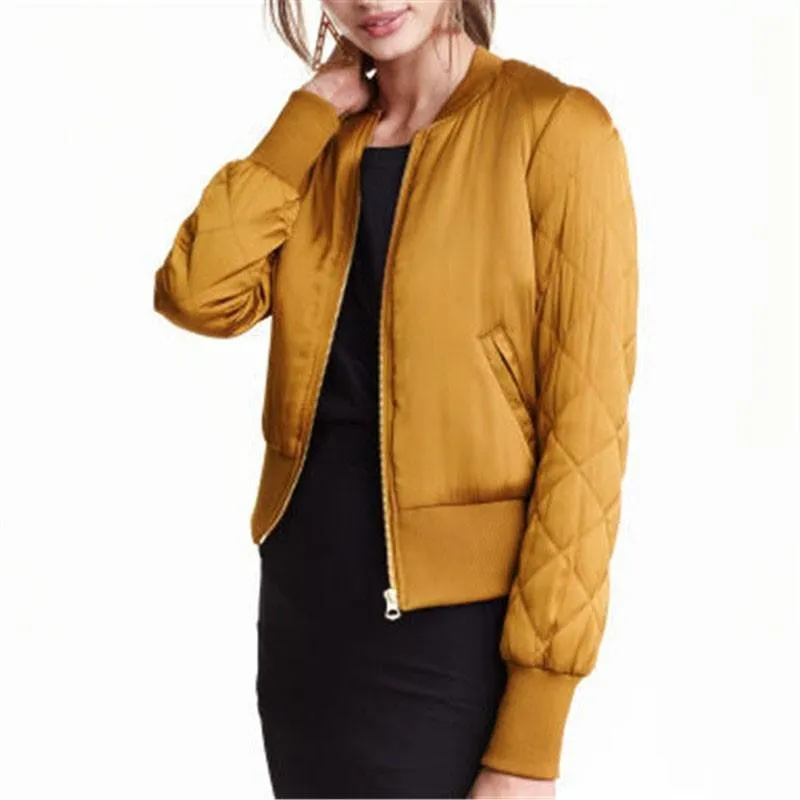 Fashion Womens Winter Warm V-Neck Quilted Zipper Coat Jacket Padded Bomber Fleece Short Outerwear Tops chaquetas 6 Colors