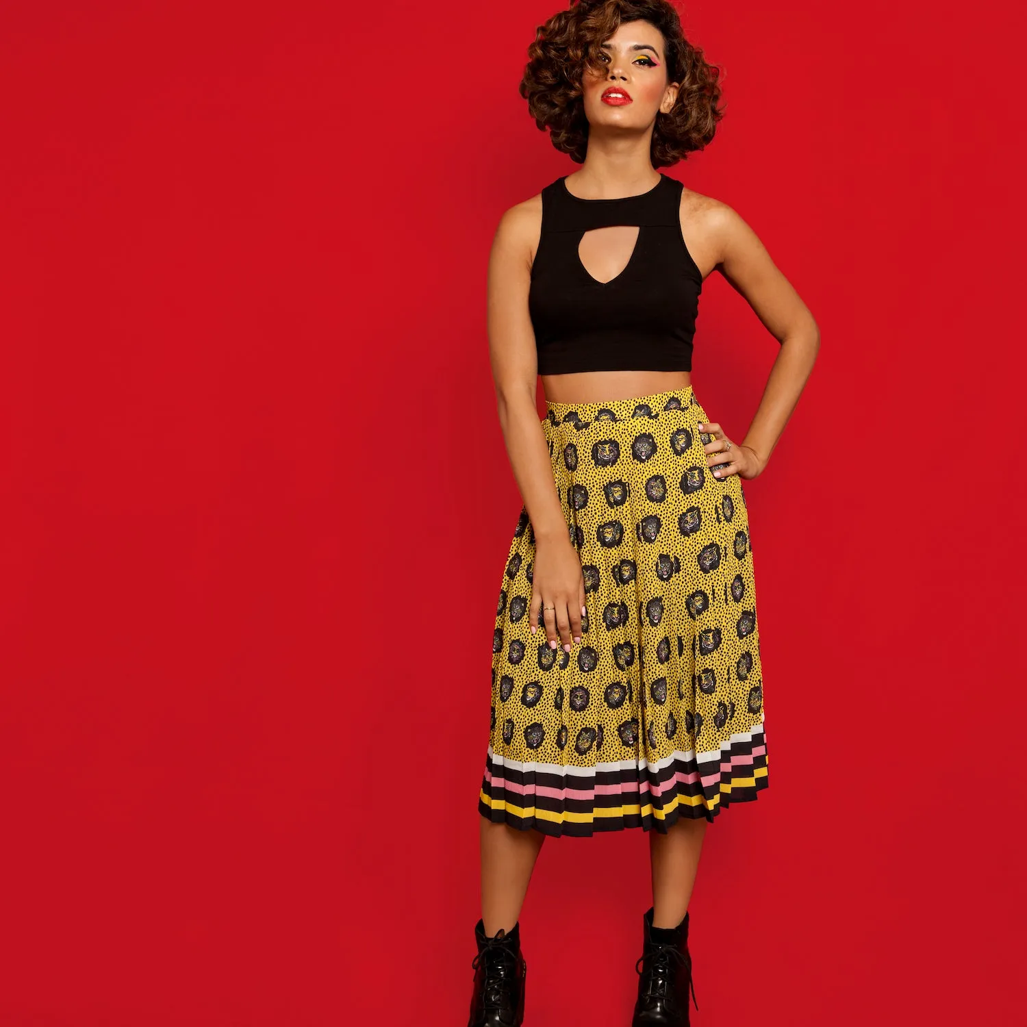 Fierce Printed Pleated Skirt