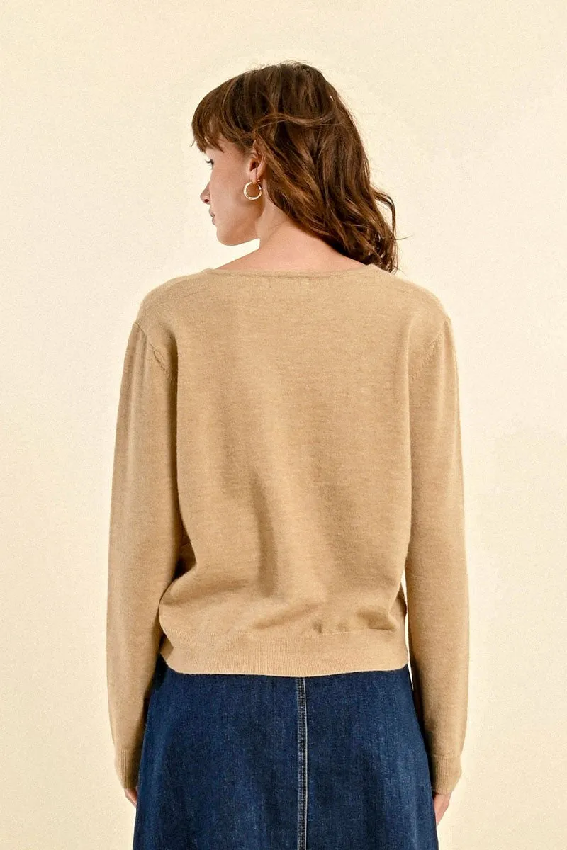 FINE KNIT SWEATER, TIE COLLAR