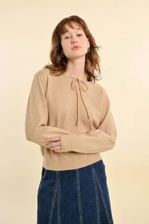 FINE KNIT SWEATER, TIE COLLAR