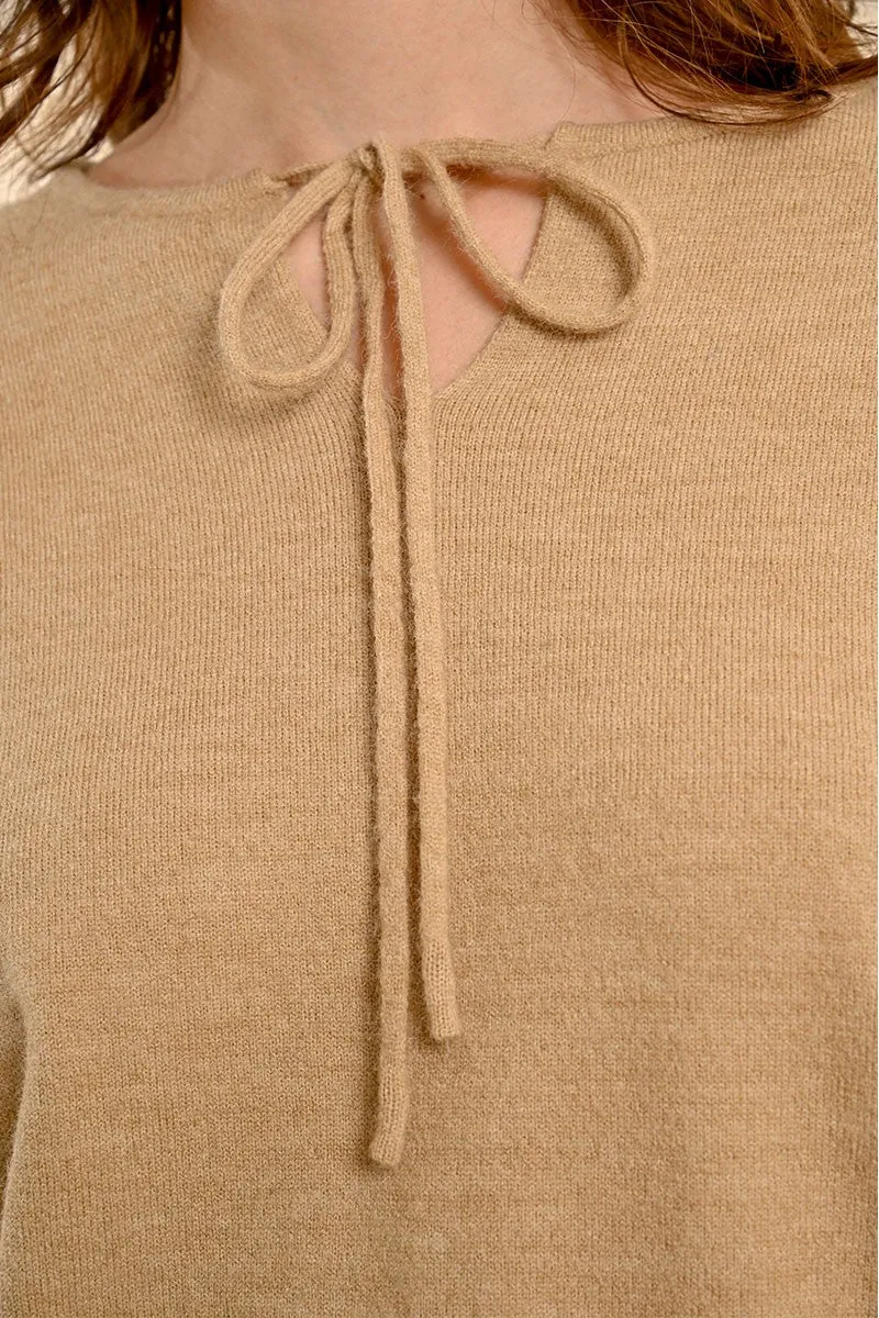 FINE KNIT SWEATER, TIE COLLAR