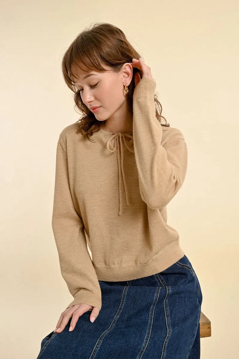 FINE KNIT SWEATER, TIE COLLAR