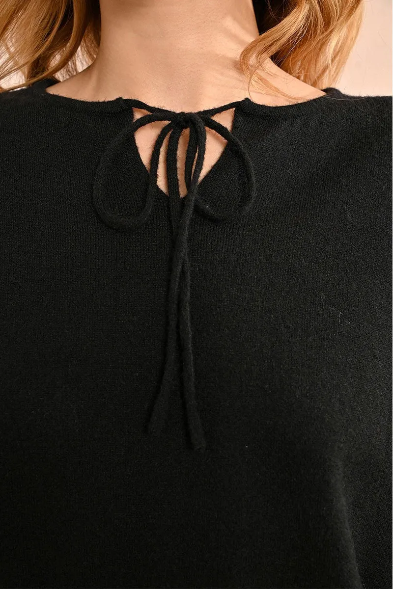FINE KNIT SWEATER, TIE COLLAR