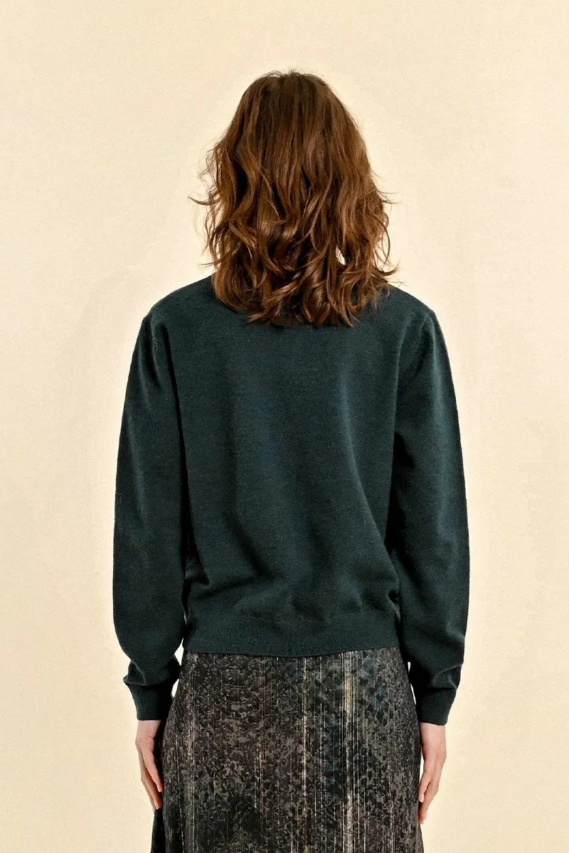 FINE KNIT SWEATER, TIE COLLAR