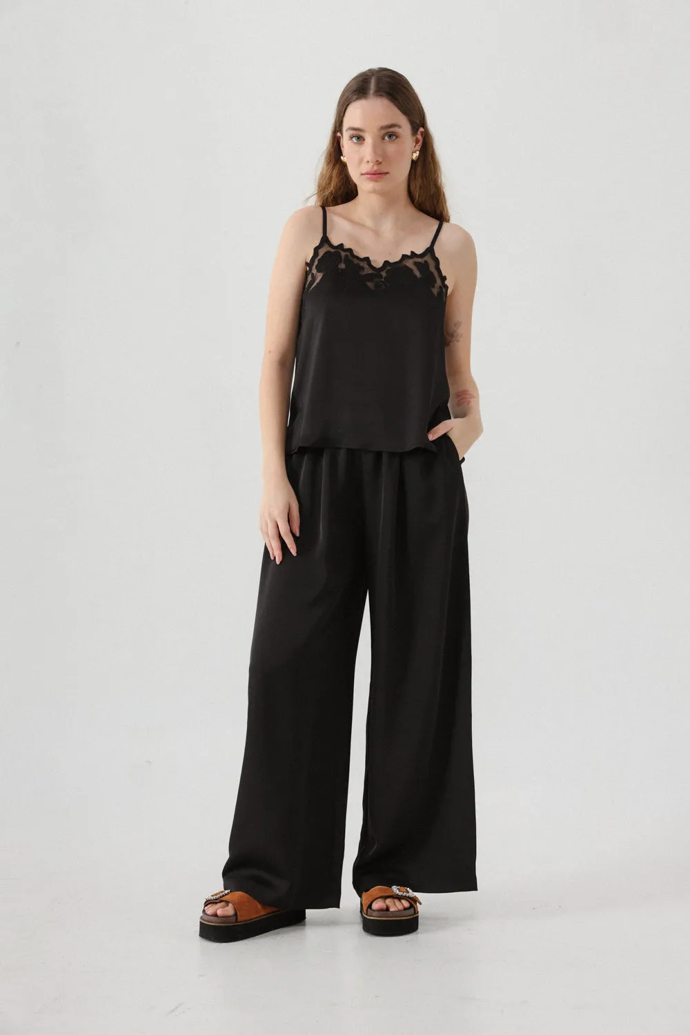 Flow Black Wide Leg Bottoms