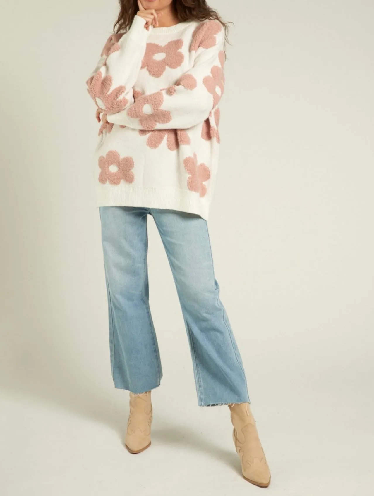 Flower Jacquard Knit Sweater