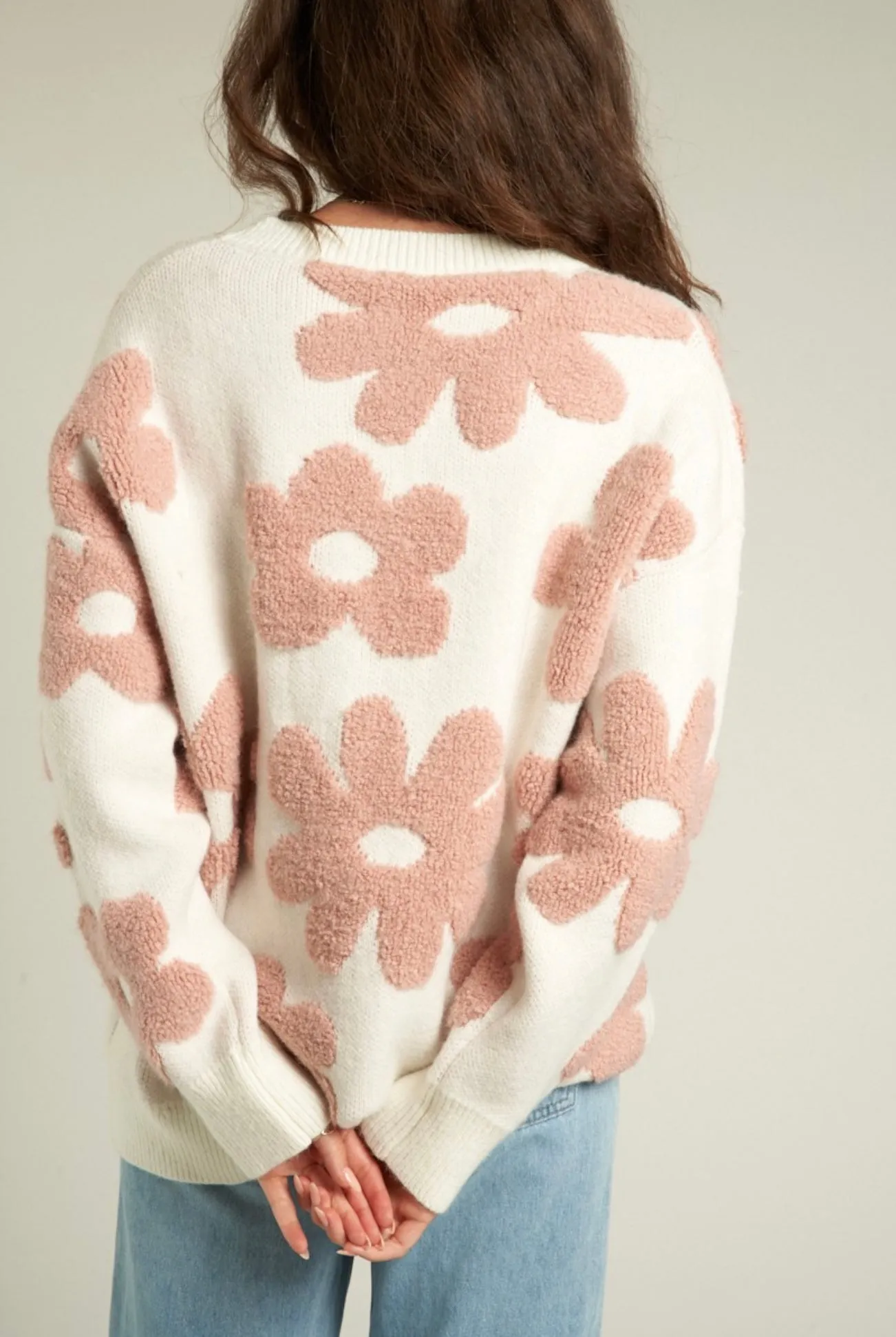 Flower Jacquard Knit Sweater