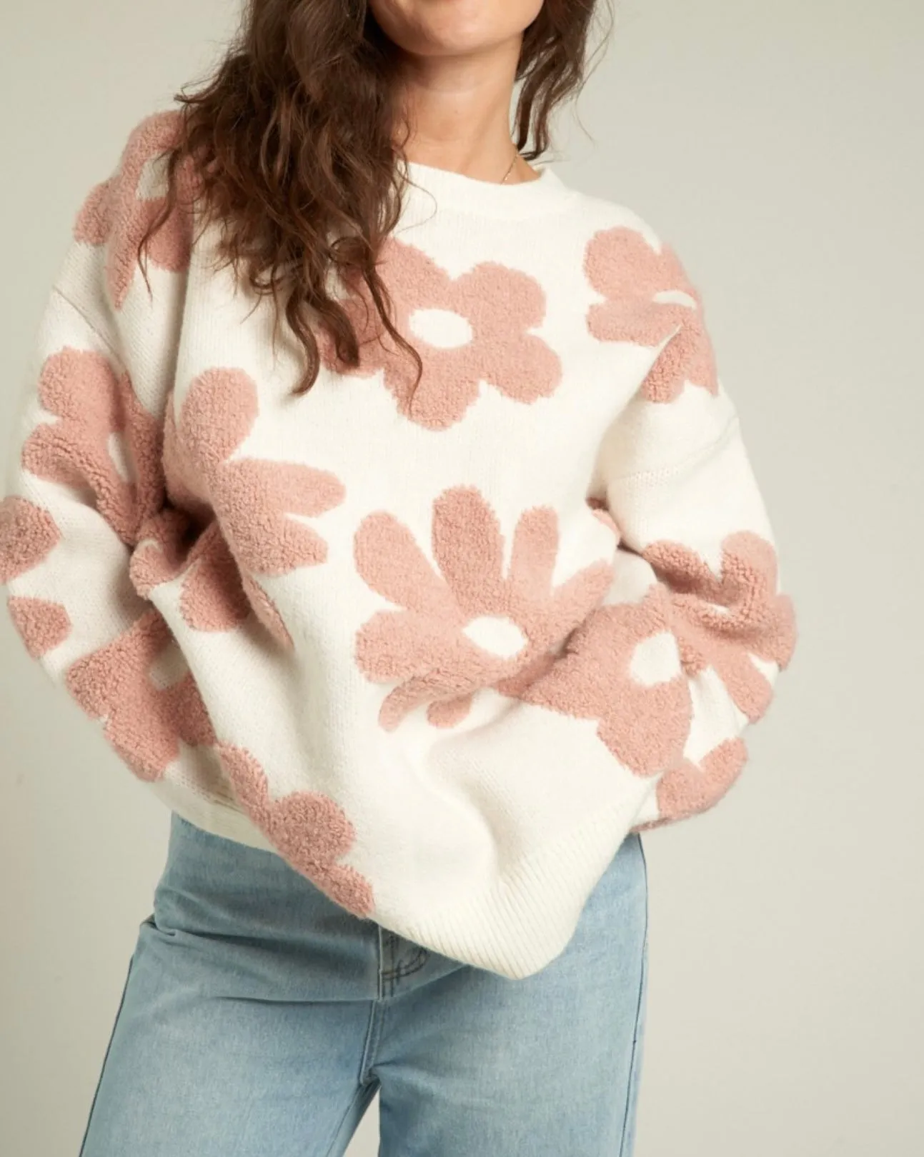 Flower Jacquard Knit Sweater