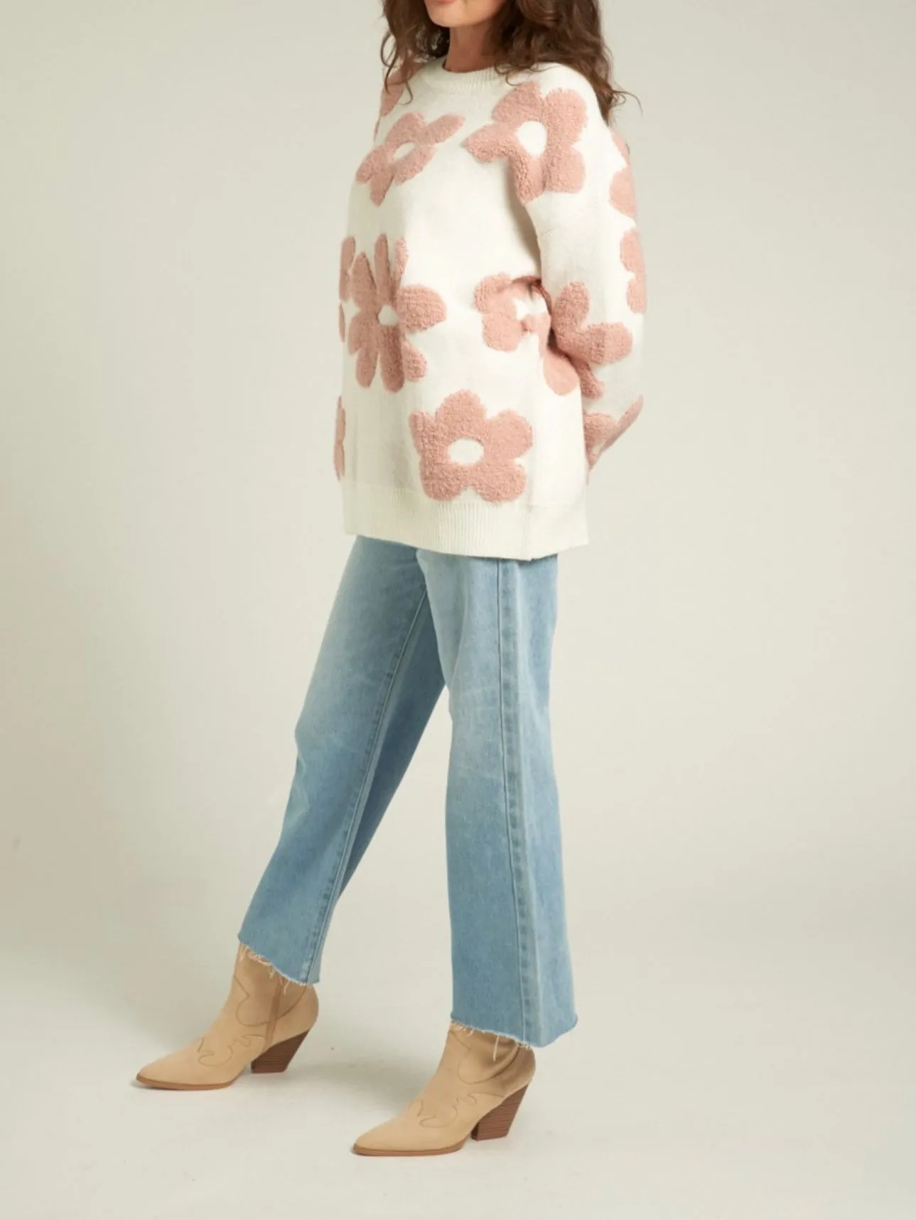 Flower Jacquard Knit Sweater