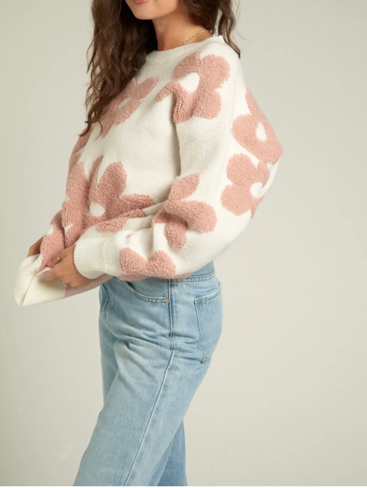 Flower Jacquard Knit Sweater