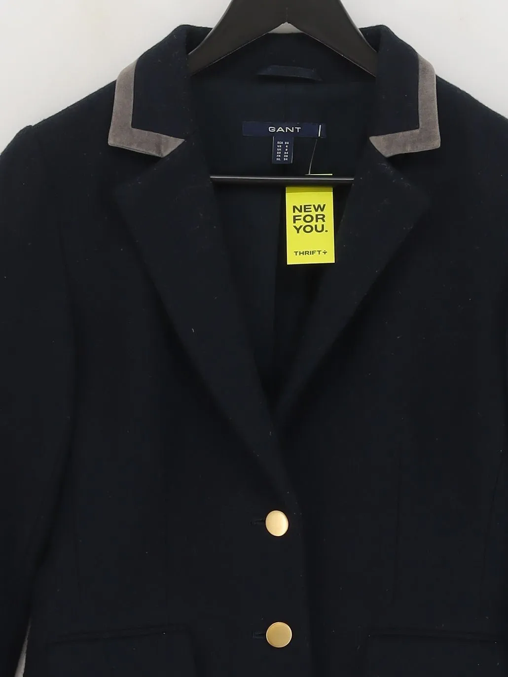 Gant Women's Blazer UK 8 Blue Wool with Polyester, Viscose