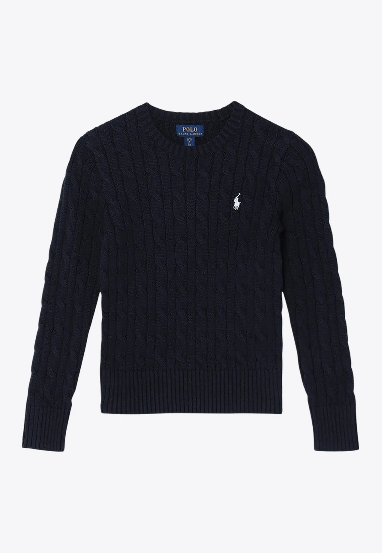 Girls Cable Knit Logo-Embroidered Sweater