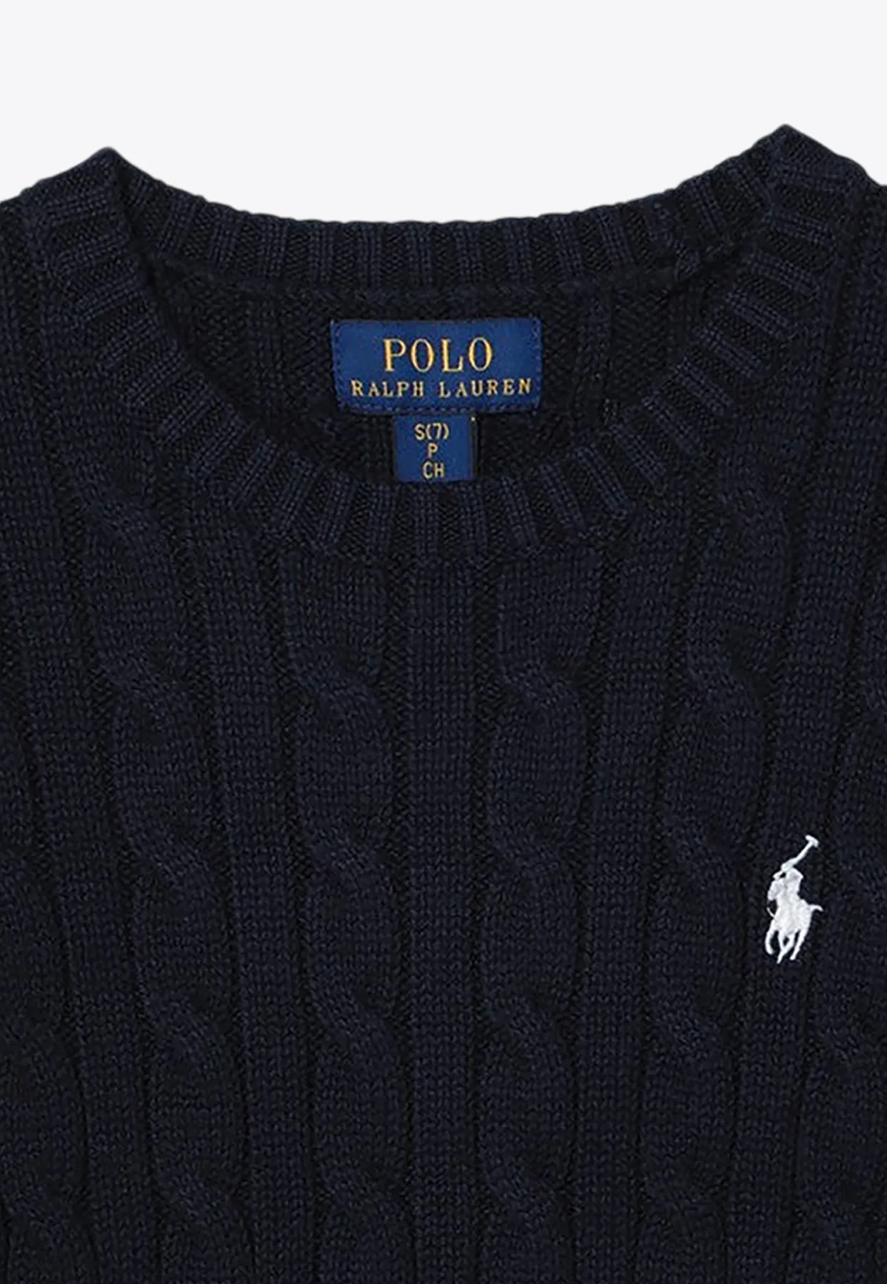 Girls Cable Knit Logo-Embroidered Sweater