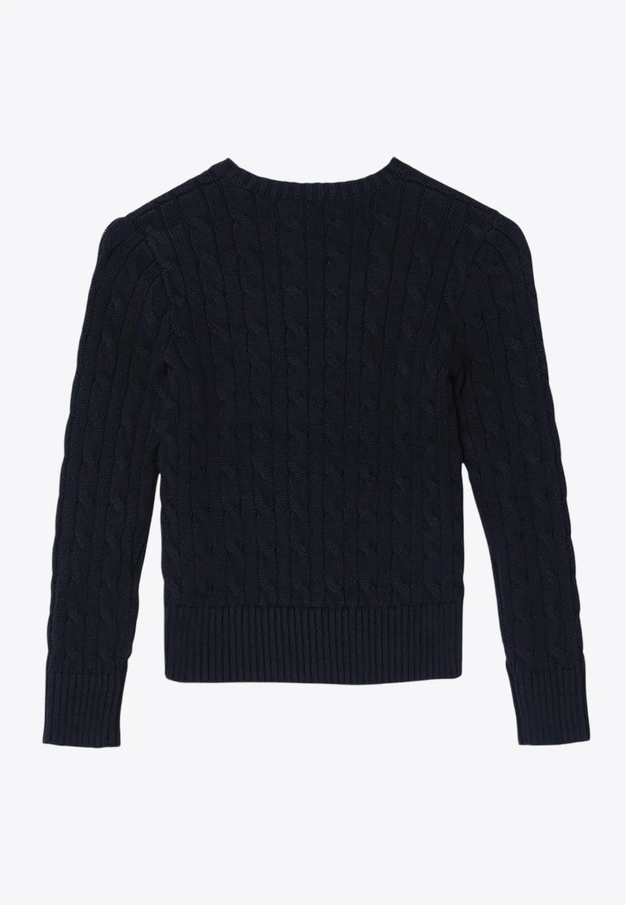 Girls Cable Knit Logo-Embroidered Sweater