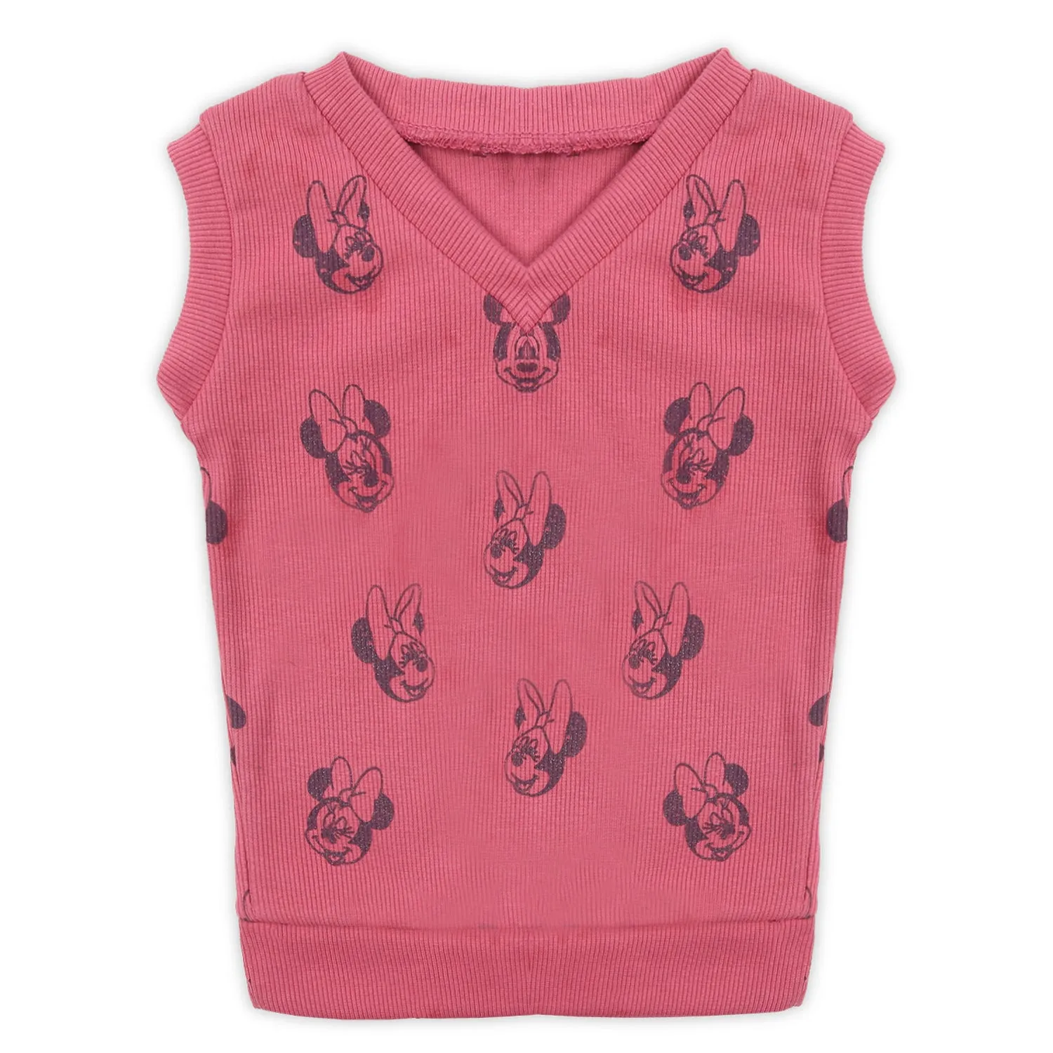 Girls Sleeveless Sweaters - Pink