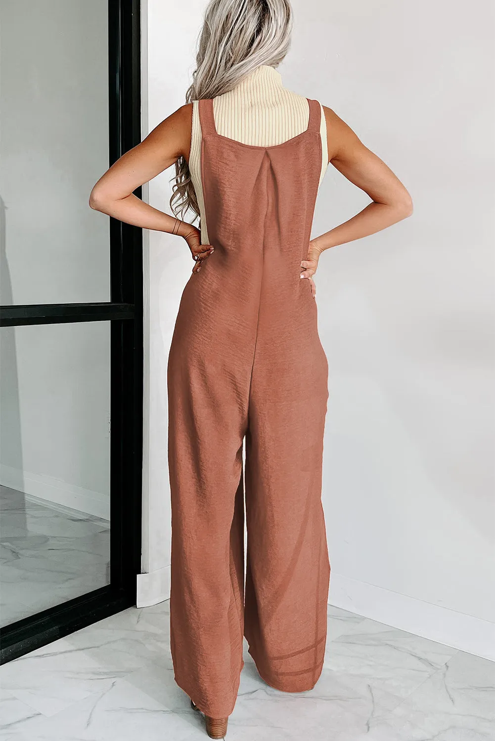 Gold Flame Wide Leg Overall Jumpsuit