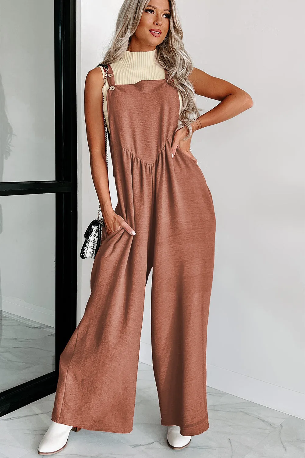 Gold Flame Wide Leg Overall Jumpsuit