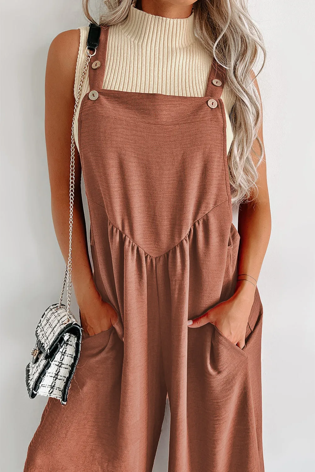 Gold Flame Wide Leg Overall Jumpsuit