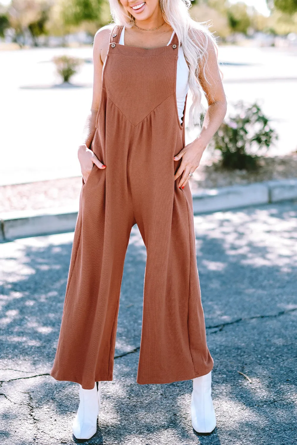 Gold Flame Wide Leg Overall Jumpsuit