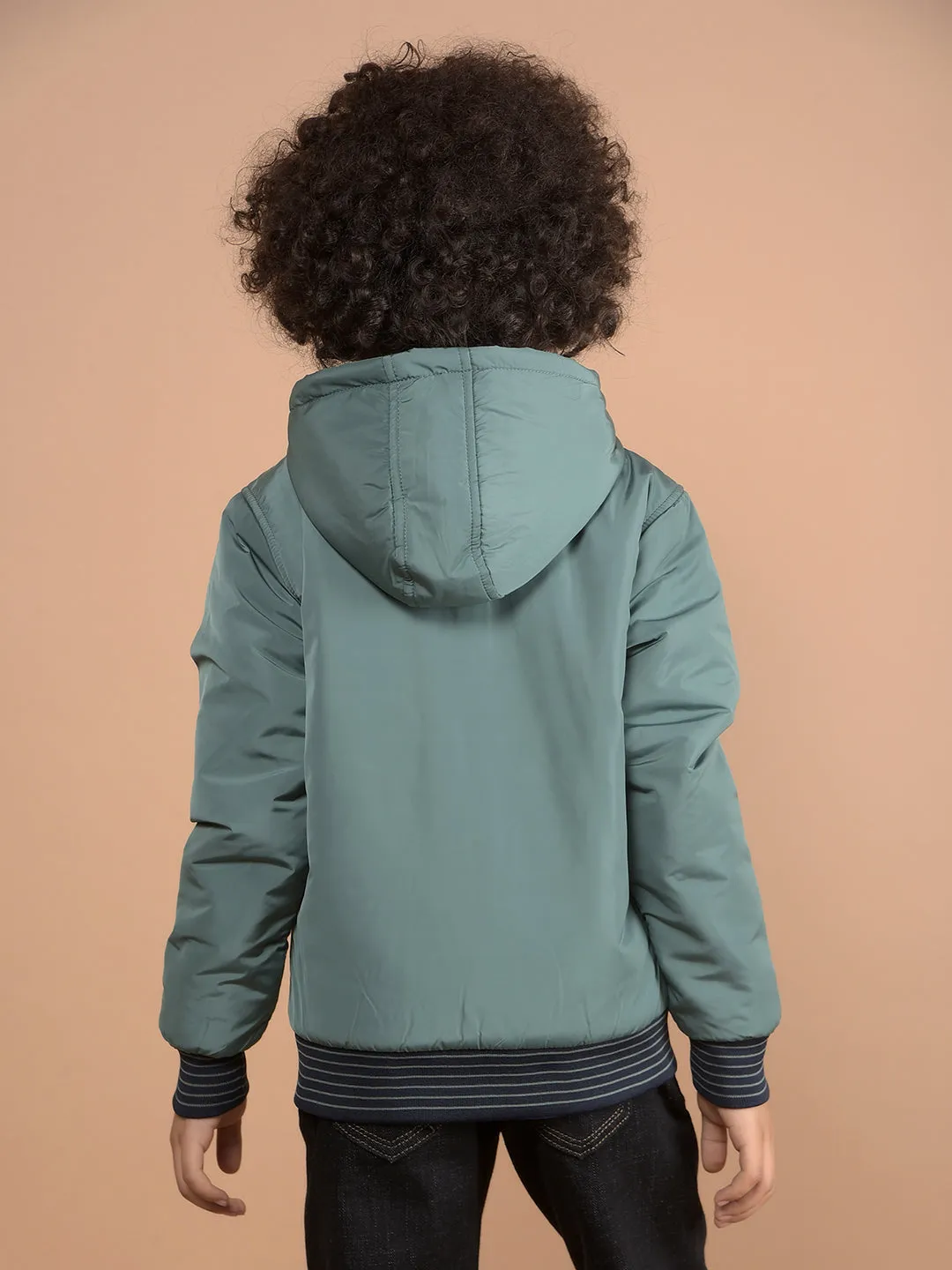 Green Reversible Hooded Neck Quilted Jacket