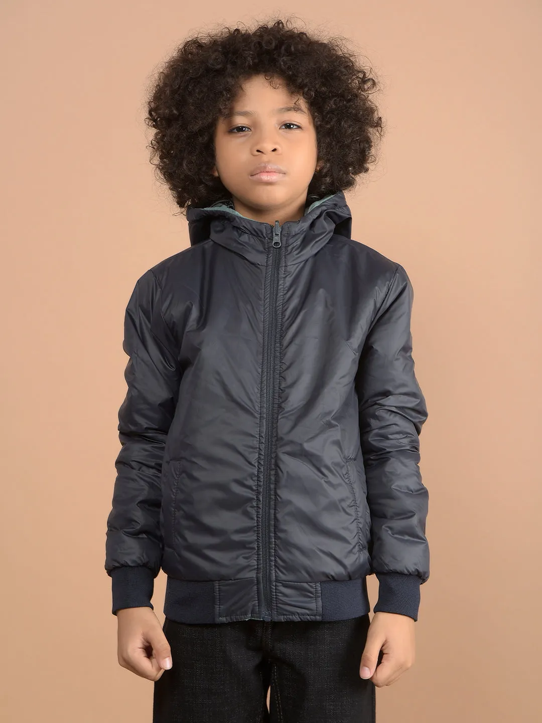 Green Reversible Hooded Neck Quilted Jacket