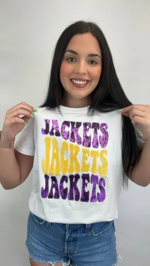 Groovy Jackets Women's Sequin Design Tee (White)