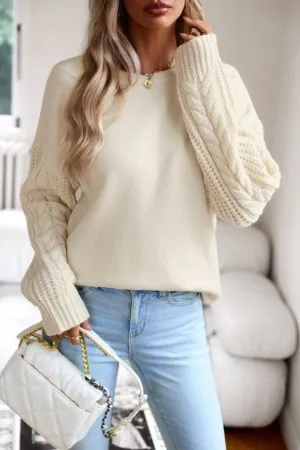 ❤️GYPSY FOX-Miss Sparkling-Cable Knit Sleeve Sweater
