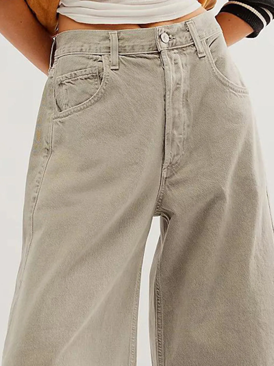Hazel Blues® |  Raw Hem Wide Leg Jeans with Pockets