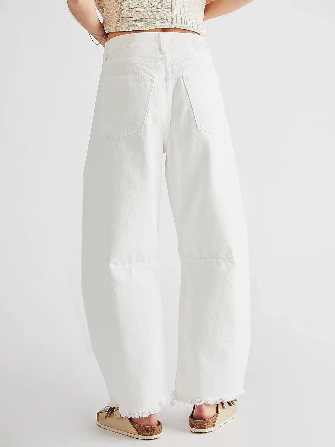 Hazel Blues® |  Raw Hem Wide Leg Jeans with Pockets
