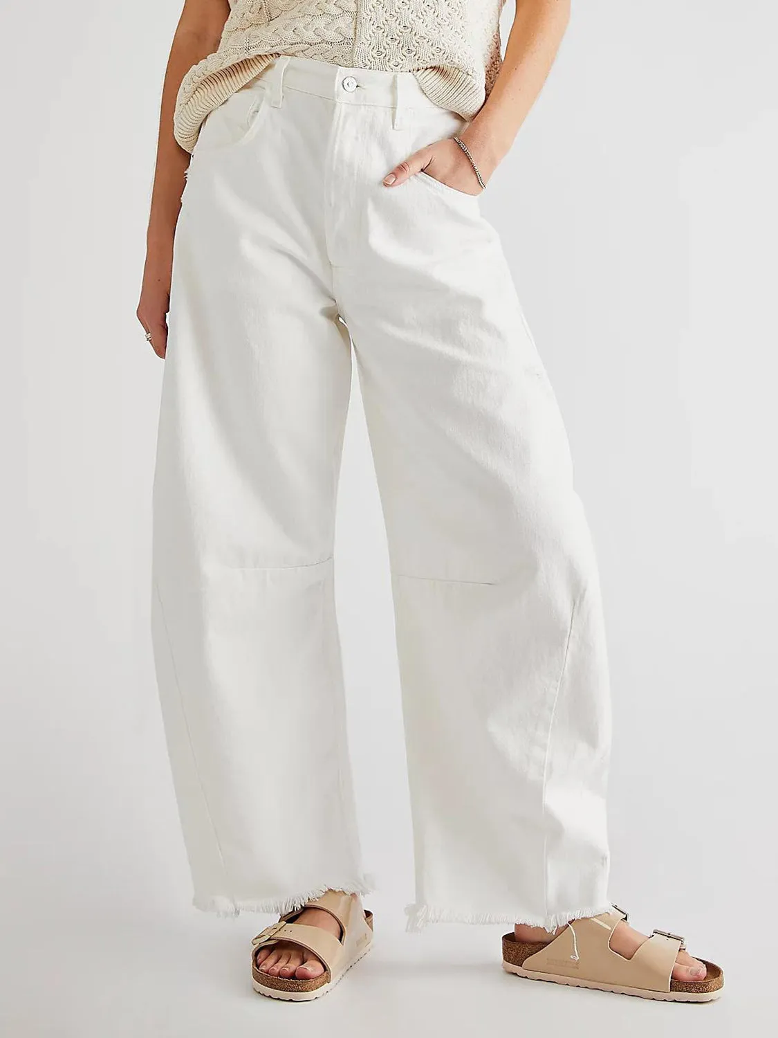 Hazel Blues® |  Raw Hem Wide Leg Jeans with Pockets