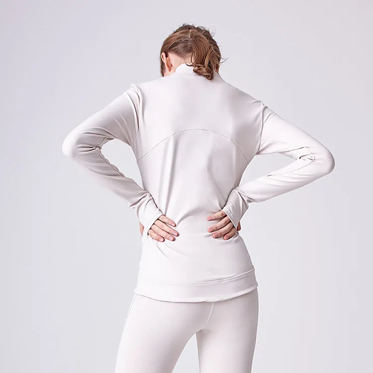 High quality Thicken Double-side Sanding Yoga Elastic Slim Zipper Fitness Sports Jacket Women