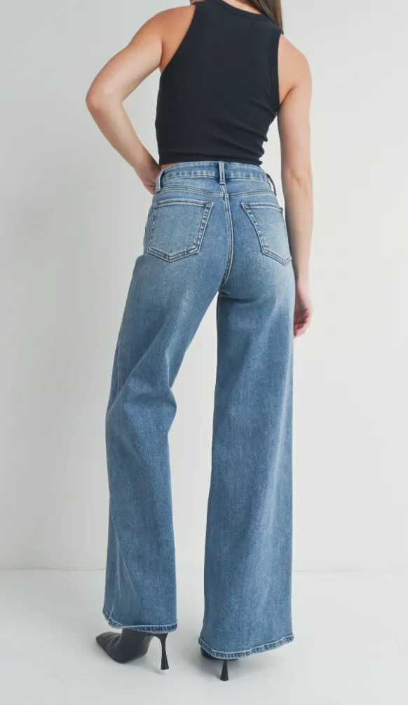 High Rise Palazzo Wide Leg Jeans