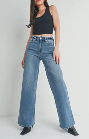 High Rise Palazzo Wide Leg Jeans
