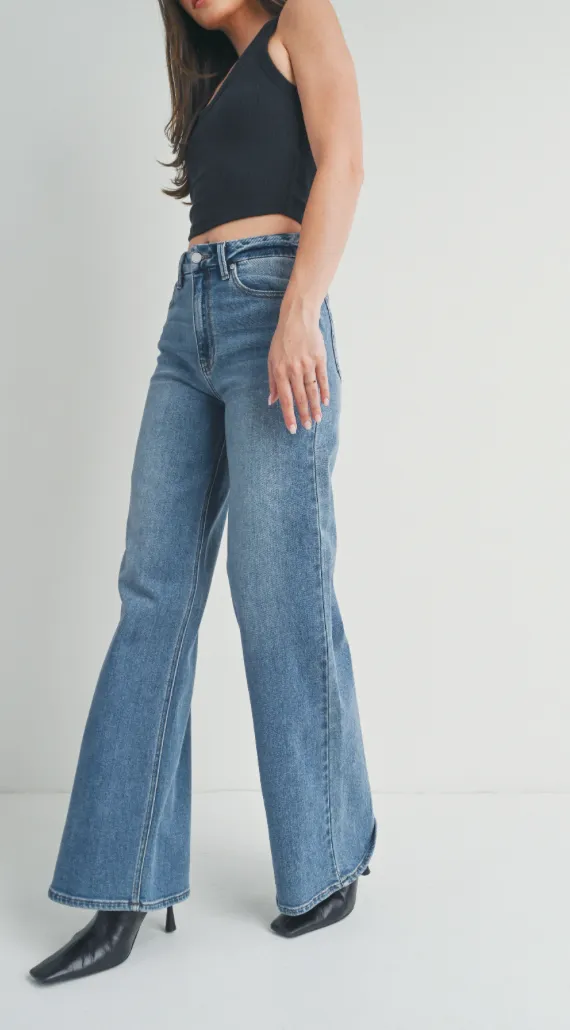 High Rise Palazzo Wide Leg Jeans