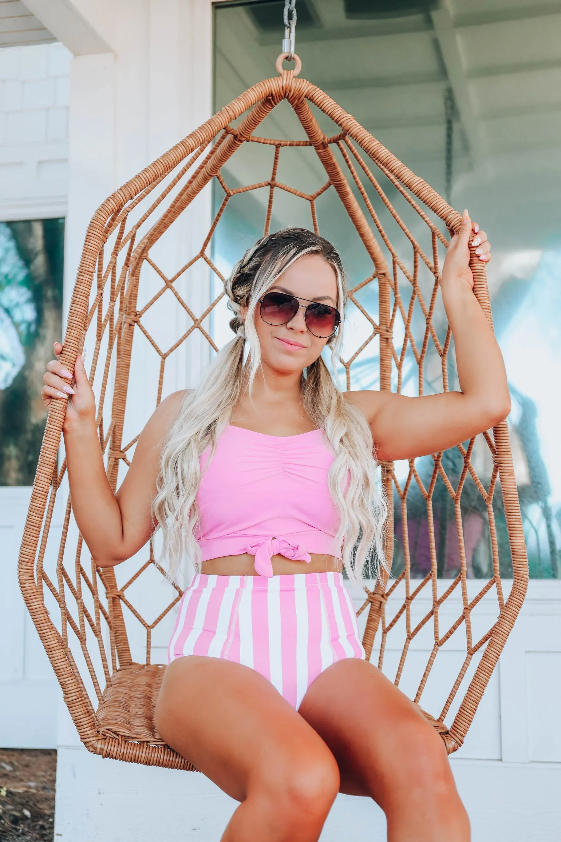 High Tide Striped Swimsuit Bottoms - Pink S-2X
