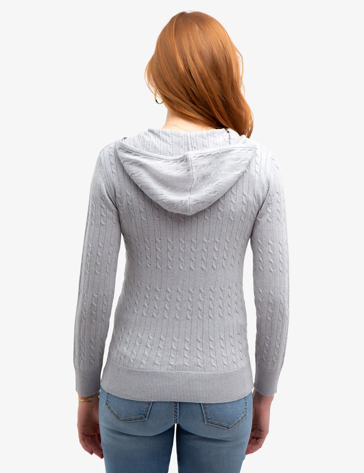 HOODED CABLE KNIT SWEATER
