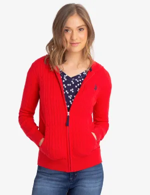HOODED CABLE KNIT SWEATER