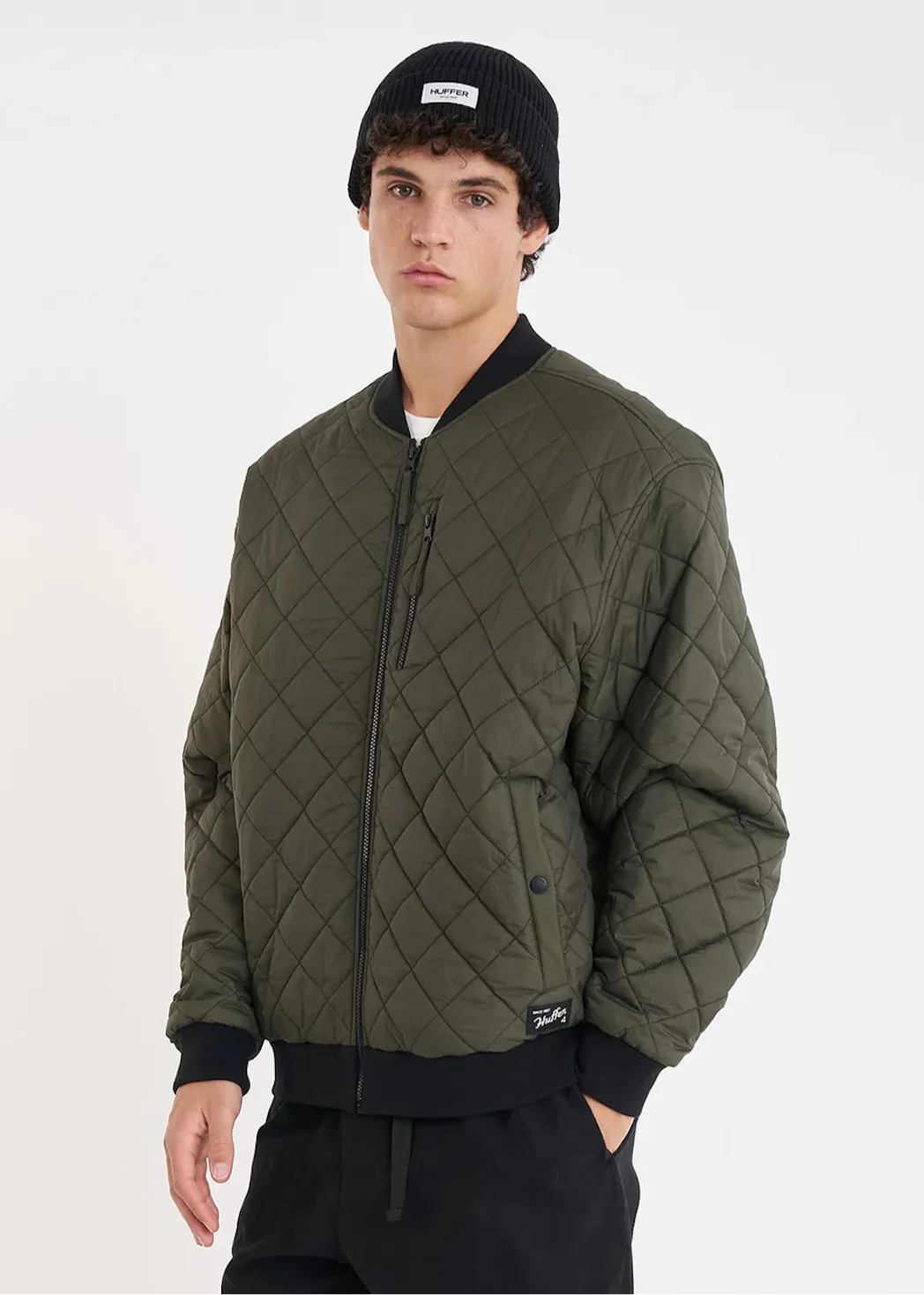HUFFER Rev Quilted Bomber - Cypress