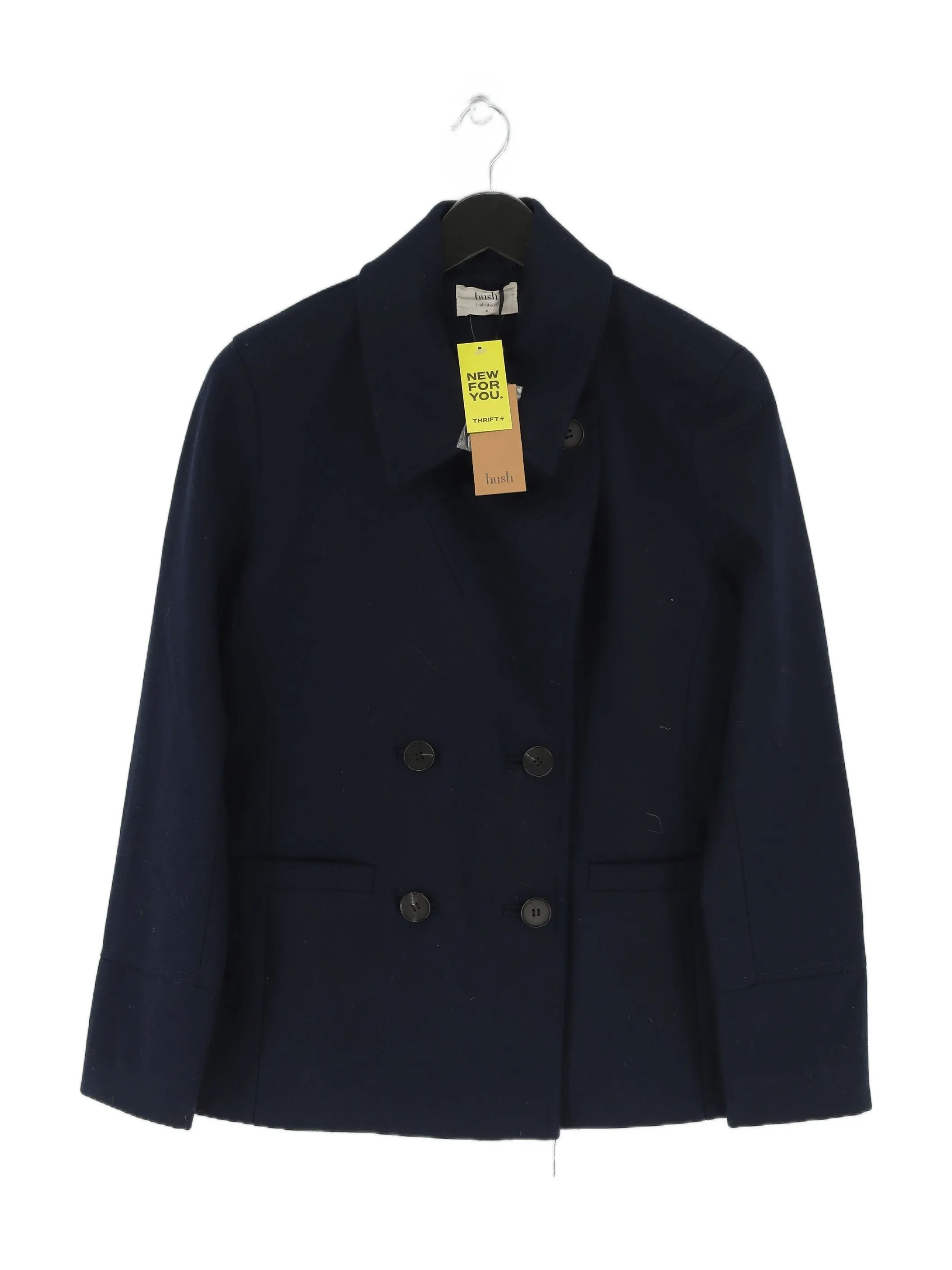 Hush Women's Coat UK 10 Blue Wool with Acrylic, Nylon, Polyester, Viscose