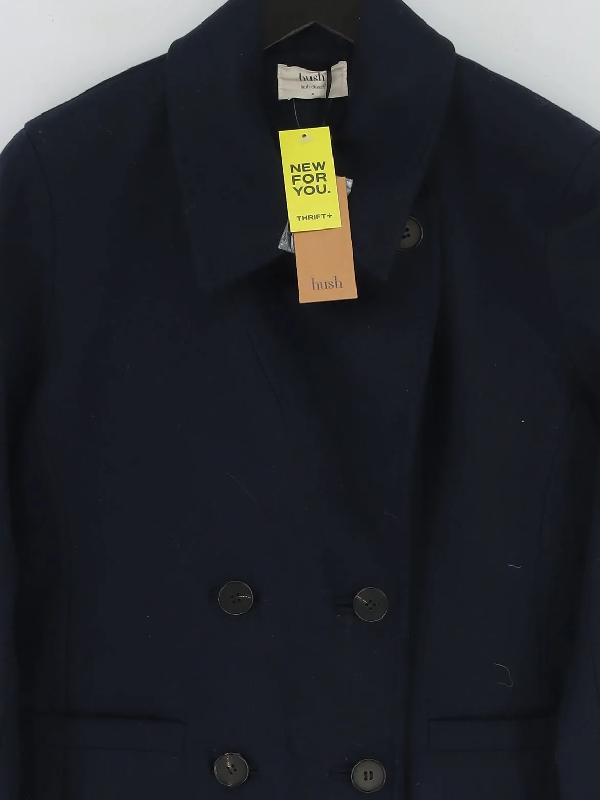 Hush Women's Coat UK 10 Blue Wool with Acrylic, Nylon, Polyester, Viscose
