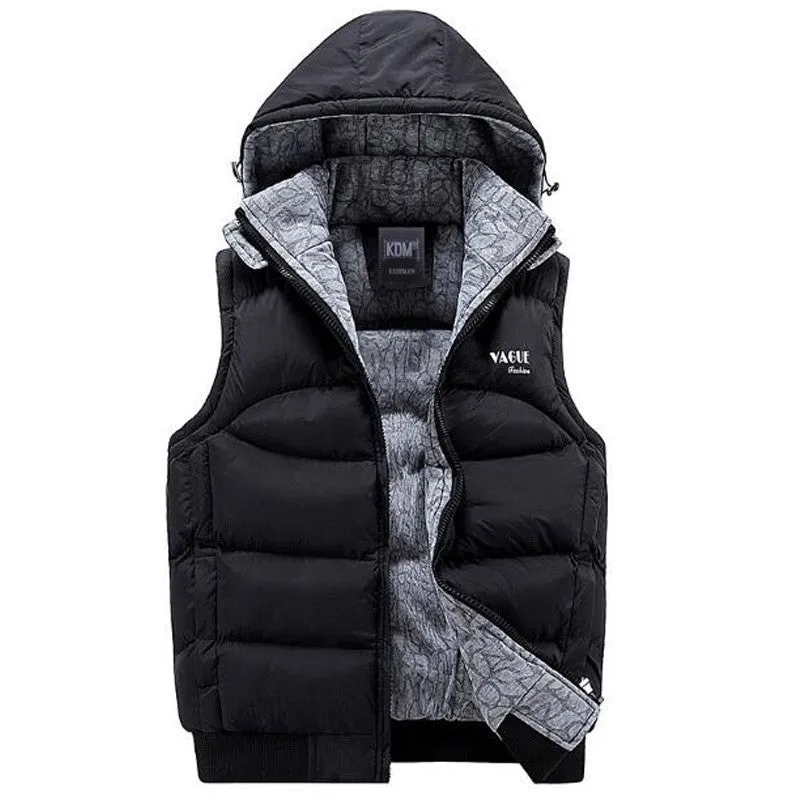 Jacket Men Sleeveless Veste homme Mens Fashion Casual Coats Male Hooded Cotton-Padded Men's Vest Thickening Waistcoat