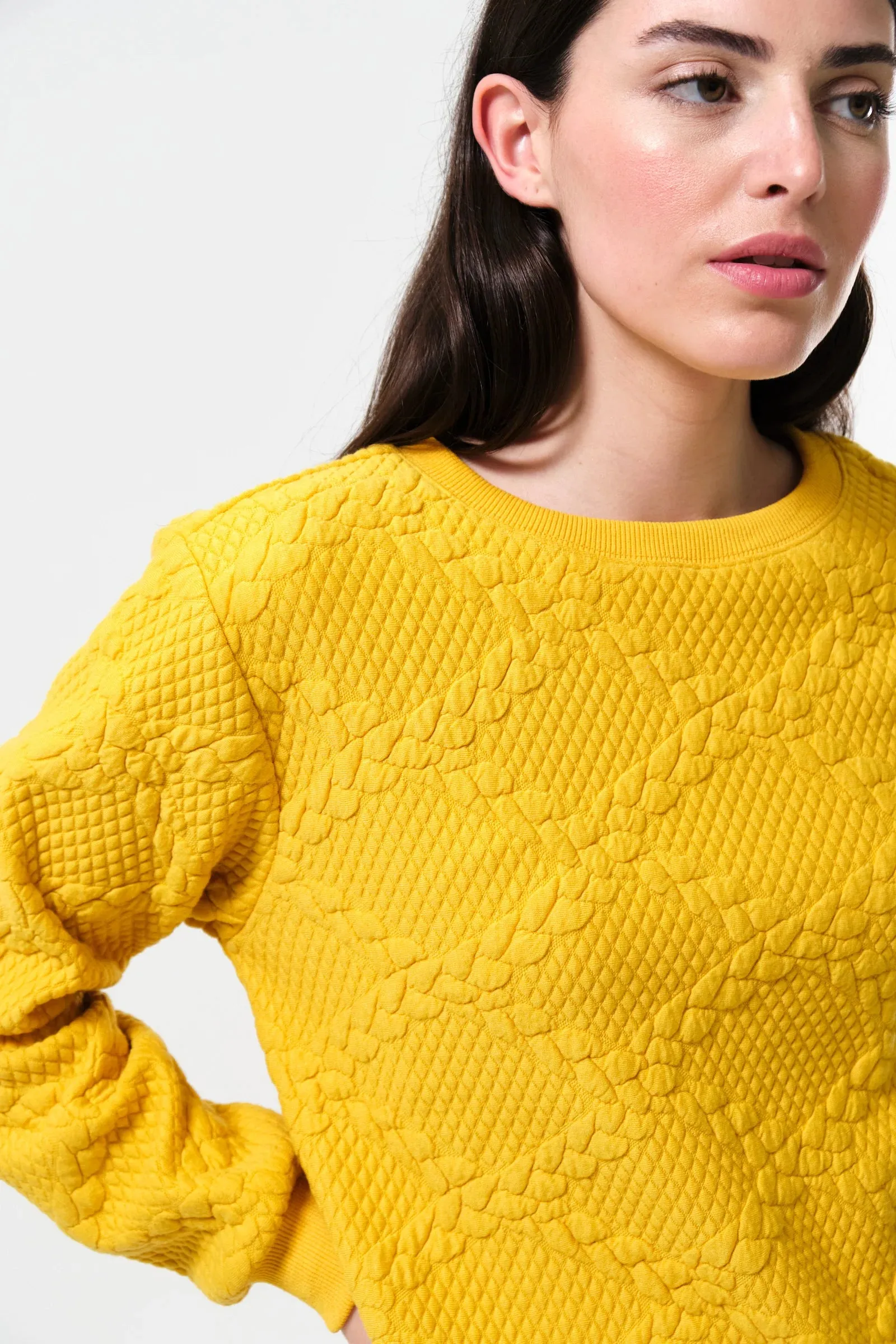 Jan Cable Quilt Sweatshirt - Mustard