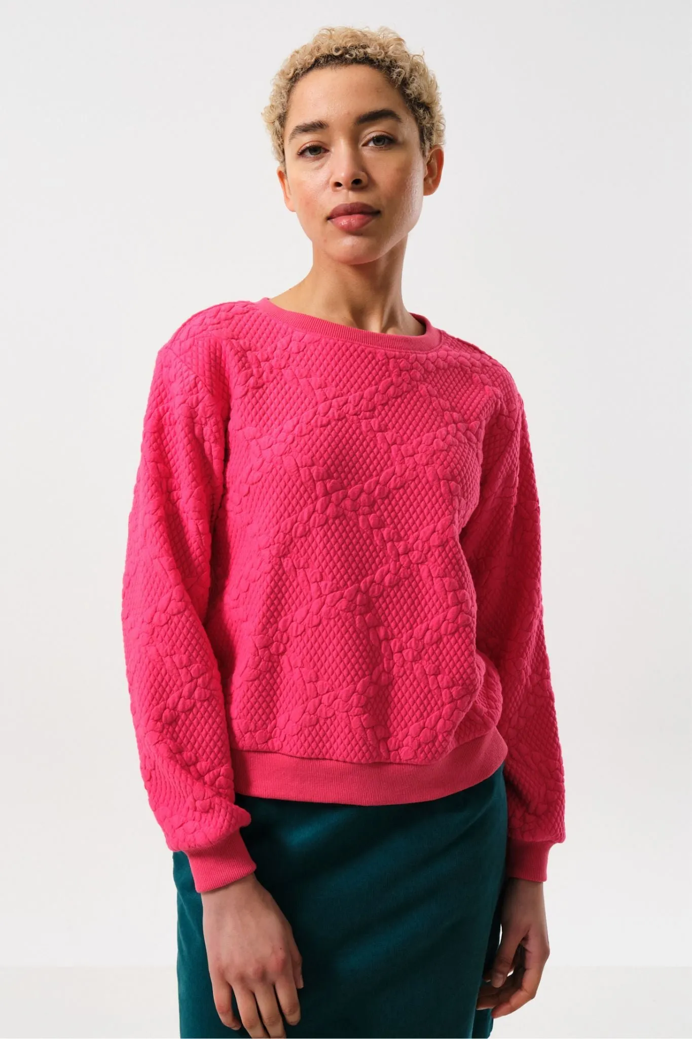 Jan Cable Quilt Sweatshirt - Pink