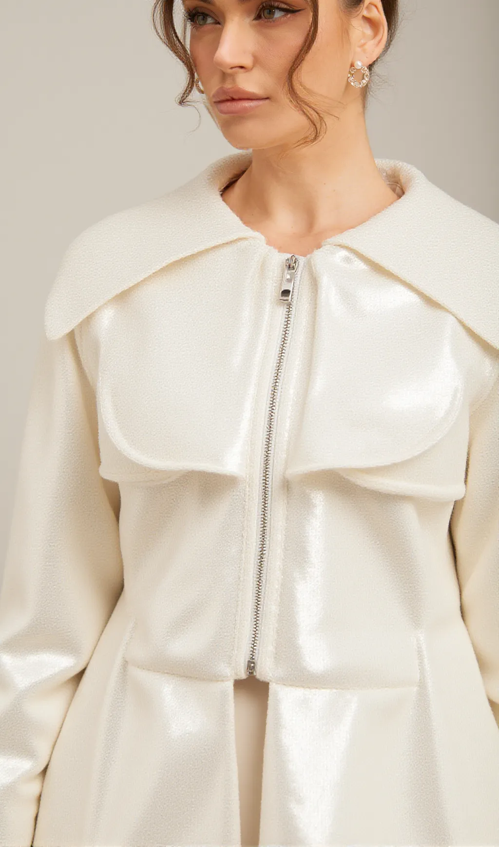 Joslyn white sequined down coat
